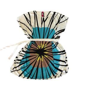 A very generous Large Long Tunic Arts top with sash tie/ size Large